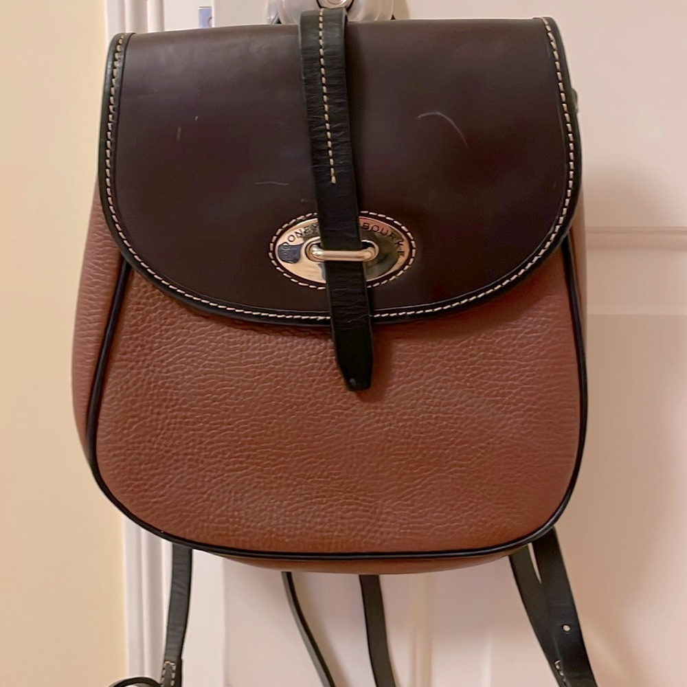 DOONEY & BOURKE LEATHER FLAP BACKPACK PURSE BROWN